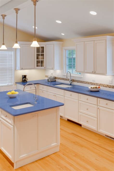 light blue kitchen countertops.